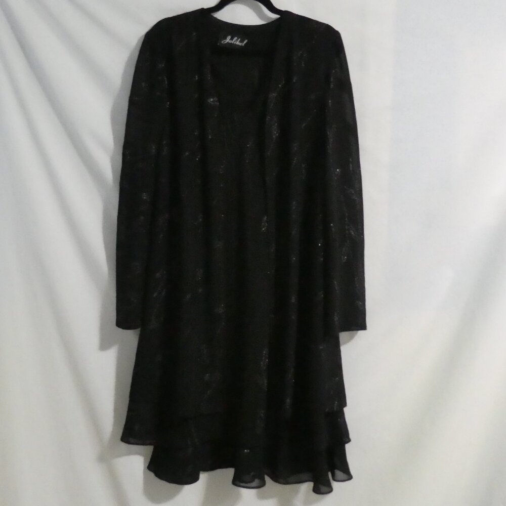 JOLIBEL | xl - extra large | Sheer Black Floral Long Sleeve Shimmering Dress